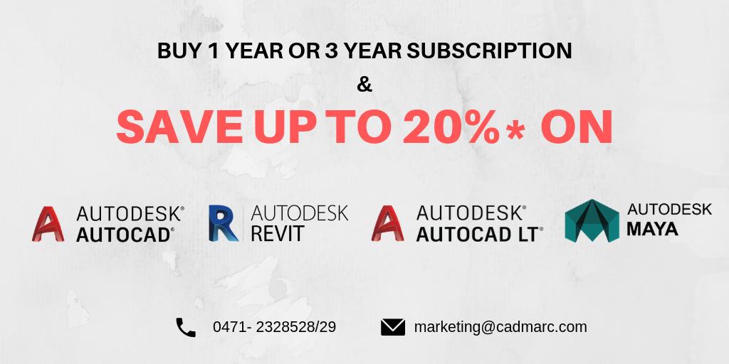 Cadmarc_PvtLtd's tweet photo. Buy 1 Year or 3 Year Subscription And Get Up To 20% *OFF on #AutoCAD, #AutoCADLt, #RevitLt & #Maya. Buy Now
*conditions applied
CALL US @ 0471- 2328528/29
EMAIL US @ marketing@cadmarc.com
#autodesk #resellers #cadmarcsoftware https://t.co/9jnJoK9GCx