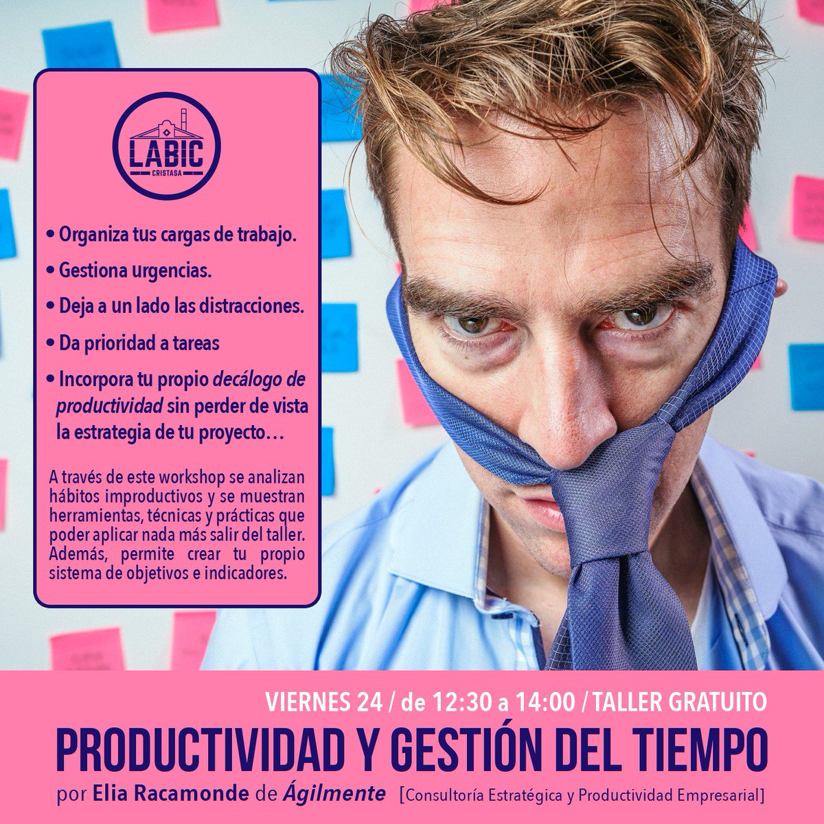 GijonImpulsa's tweet photo. Mira! este viernes 24 tenemos un #workshop con @EliaRacamonde en la que podrás poner en orden tus tareas y sacarle el máximo jugo a tu tiempo. #planificación #gestióndetiempo #LABICRISTASA
Inscríbete gratuitamente en labic.cristasa@gmail.com https://t.co/RcU3t4kd19