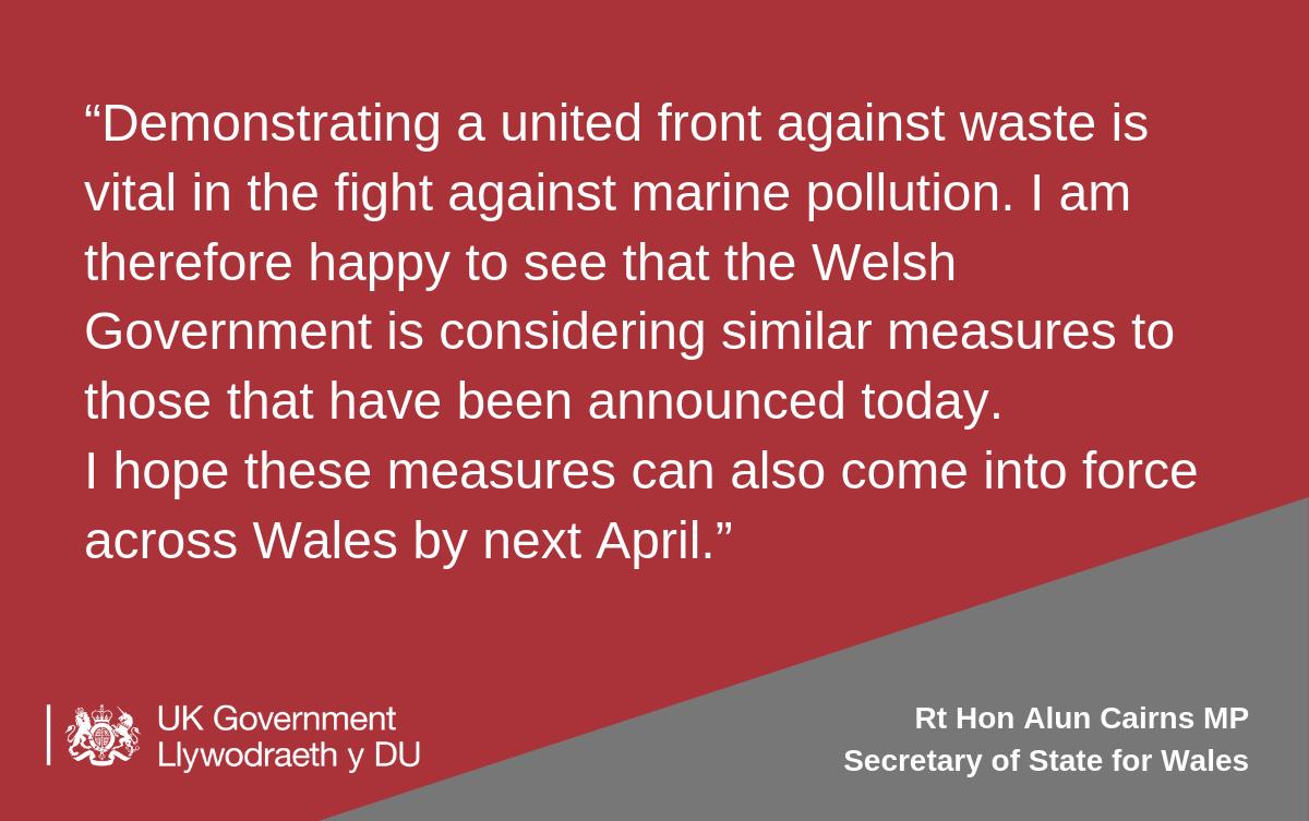 WalesOffice's tweet image. Today @DefraGovUK confirmed a ban on plastic straws, stirrers and cotton buds will come into force in England in April next year.

@AlunCairns comments on the importance of a united front to tackle one of the greatest environmental challenges facing the world today.