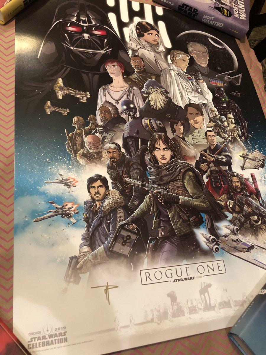justinrod's tweet photo. Through the power of the internet I was able to rectify my only ragret from #SWCC19, which was not-getting the amazing exclusive Rogue One tribute poster from @mikepasqualeart. The Kylo print was also a nice touch, thank you so much my man!!! https://t.co/4LadsL2LOr