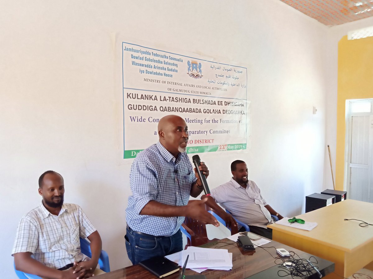CPD_Africa's tweet photo. Legitimate &amp; responsive  administrations at District level is a key pillar to #Somalia's stabilization. With the support of @stability_fund &amp; @MoIFARSomalia, we have today started facilitating dialogues for communities in Hobyo thro' Wadajir Framework's Council formation process! https://t.co/gWGz9in4jK