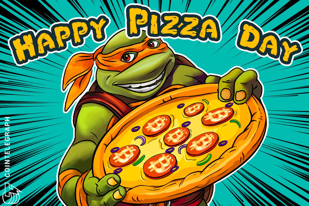 Cointelegraph's tweet photo. 9 years ago today the first #Bitcoin transaction was made🍕 Happy #BitcoinPizzaDay! https://t.co/SvcoQHau68