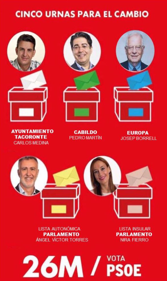 PsoeTacoronte's tweet photo. El #26M vota ilusión, vota cambio/❤️ #AhoraTacoronte #VotaCarlosMedina #VotaPsoe #Elecciones26M @ConPedroMartin @CarlosMedinaDor @avtorresp @NiraFierro @TARSISMORALES @Sandra_IF13 @CristoM_Hdz @delialberto https://t.co/MhmT0b2Azf