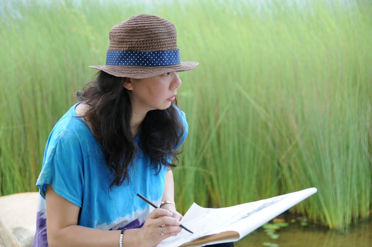 KingsbraeArts's tweet photo. Mitchell Hung Kit Mei (Seeyu) - Hong Kong: "Leaning on my foundational training in traditional Chinese painting,  I compose my landscapes with the rhythm of ink, using the "cursive brush" techniques inherited from masters of the ancient Dynasties." #artistinresidence https://t.co/CENgf9skk5
