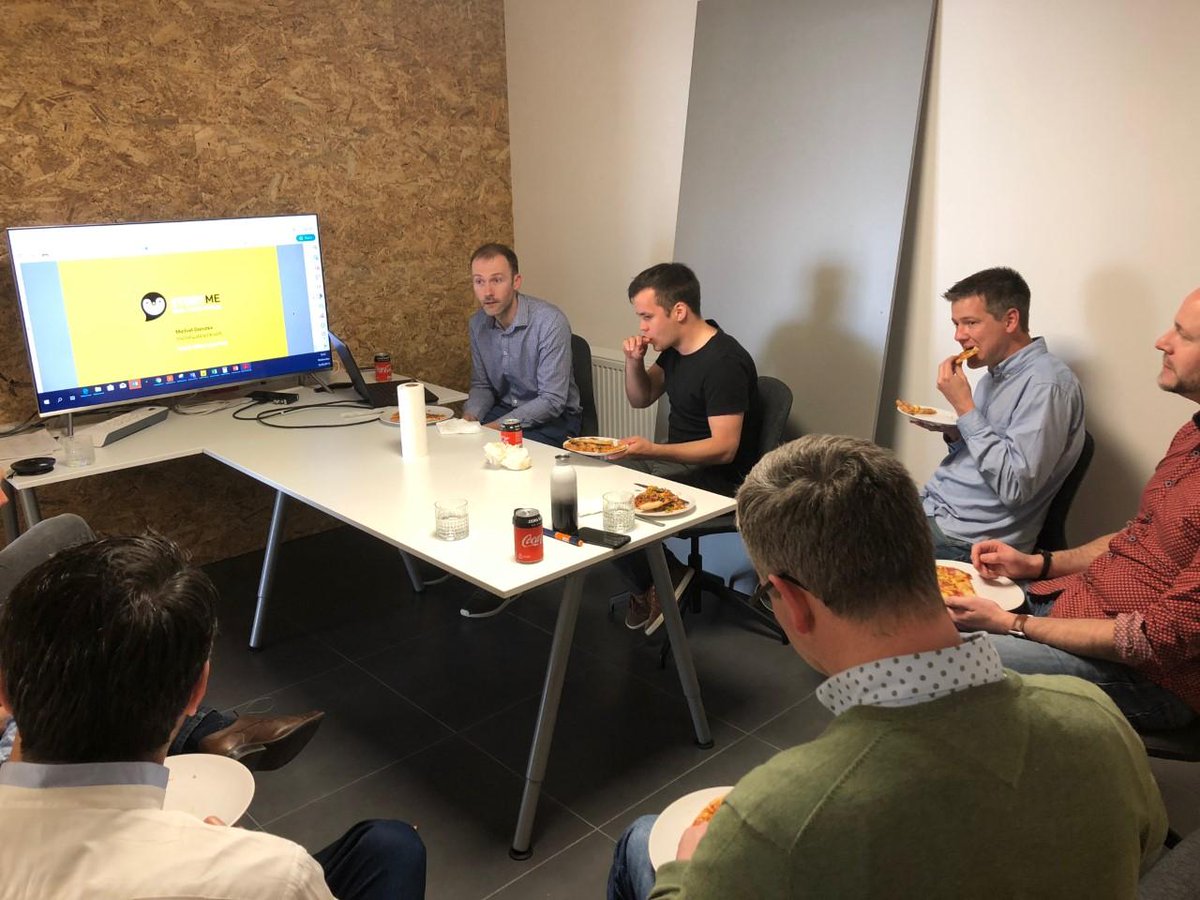 Inimcocom's tweet photo. Monthly team meeting with healthy pizza lunch at @inimcocom.  Updates on our customer projects, marketing activities and some difficult decisions (on the choice of teambuilding activities, that is) #ProudToBeInimco https://t.co/cLFNvQ5f9k