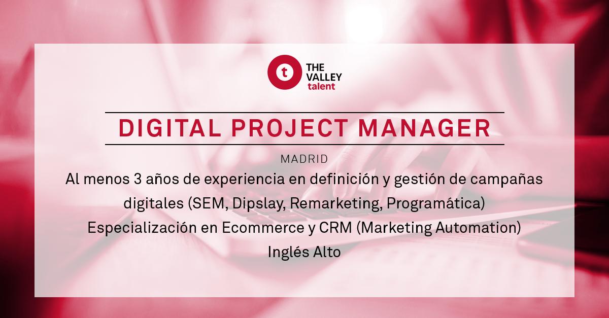 Desde The Valley Talent buscamos un #DigitalProjectManager para una empresa de #GranConsumo del sector Alimentación y Bebidas. Si te interesa, no esperes más y envía tu CV a mcasas@thevalleytalent.es

#Madrid #TalentoDigital #Empleo