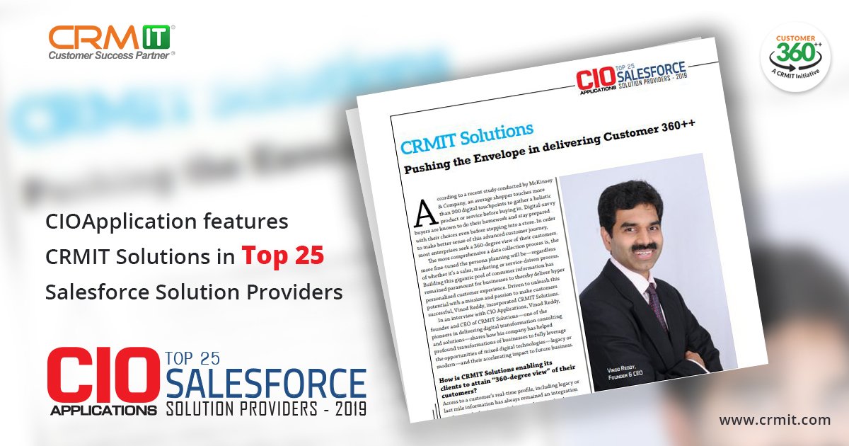A must read article! Interview of <a href="/vinodnreddy/">vinodnreddy</a> , Founder and CEO of #CRMIT with <a href="/CIOApplications/">CIO Applications</a> has enlightened the key aspects of digital transformation including Customer 360++ - bit.ly/2M8ZuRQ