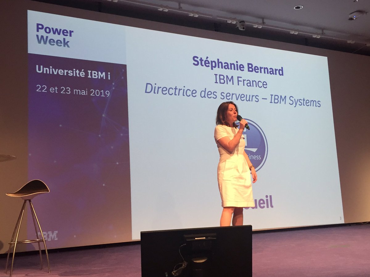 camhougaard's tweet photo. La Directrice de la Division Serveurs #IBM Stephanie Bernard lance l’ouverture de la plénière #uii2019 à la #IBMPowerWeek @stephanieplant8 https://t.co/81NIe5s2Lx