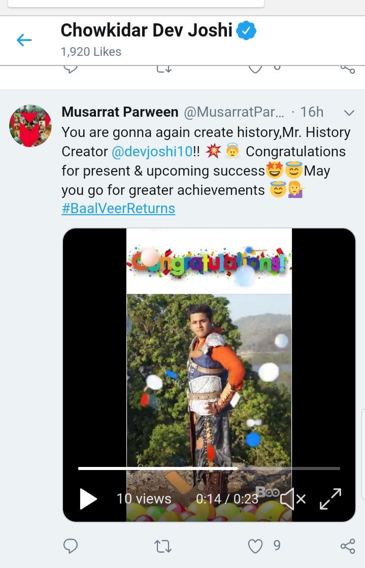MusarratParwen5's tweet photo. Thank you so much my Superhero @devjoshi10! For noticing my little efforts for you &amp; also for liking 😯🧚🧚 Sparkle more as you're born to 💁
#BaalVeerReturns https://t.co/JadqV4Ovzh