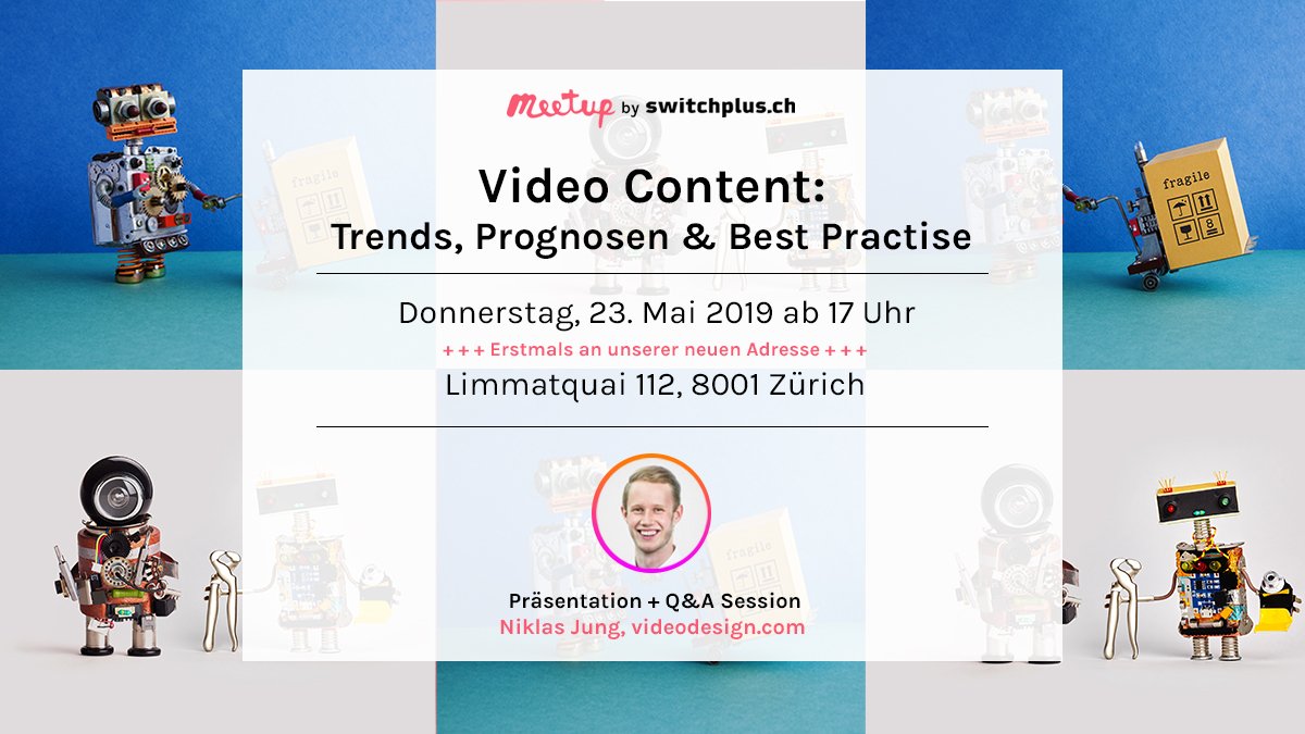switchplus's tweet photo. Morgen ist es wieder soweit! #MeetUp mit #Switchplus und @videodesigncom
Uhrzeit & Location siehe Flyer. Wir freuen uns auf Euch. #Content #Storytelling #Trends #Zurich #Videodesign https://t.co/5ZG1PCLoFW