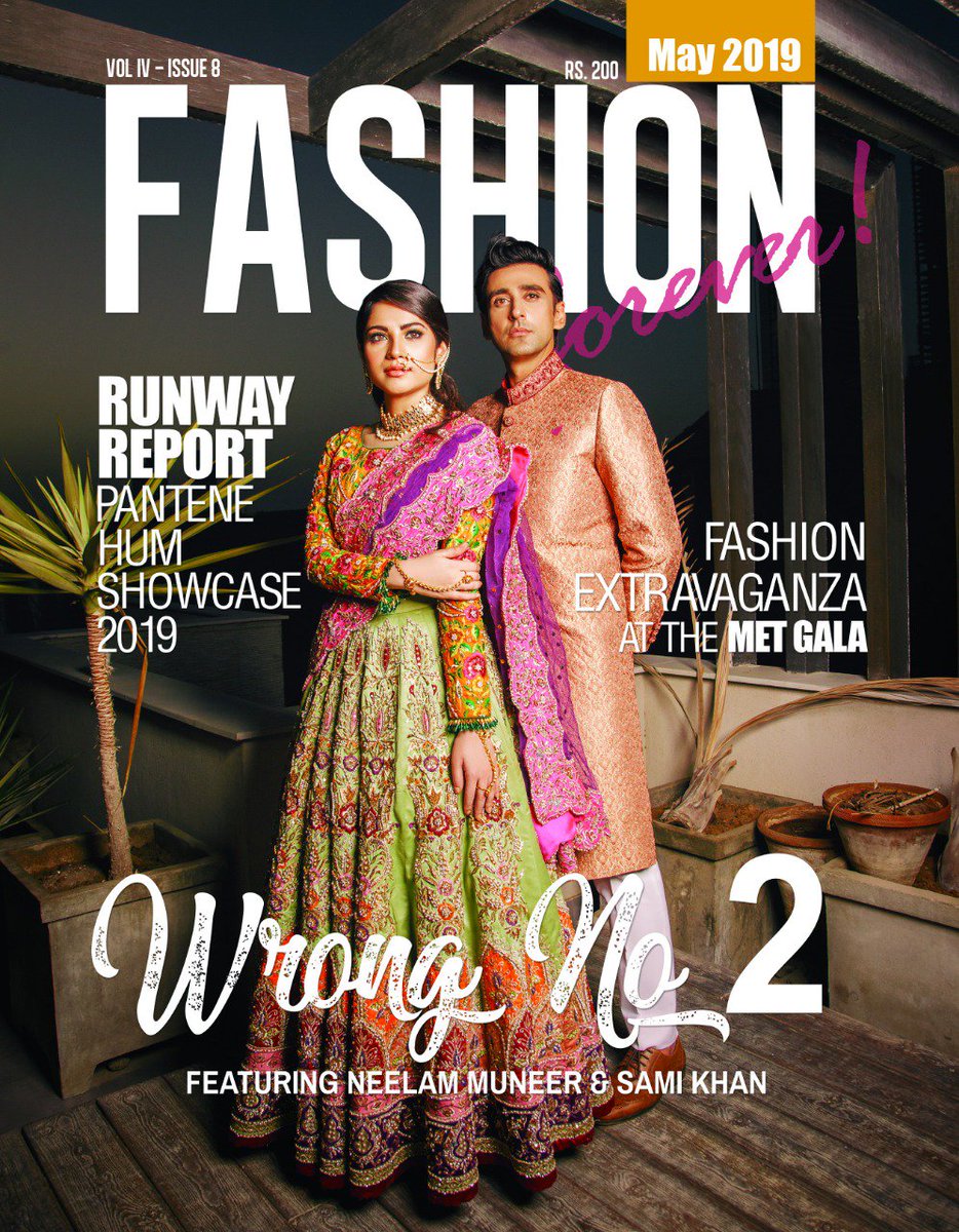 The stunning lead couple from upcoming movie #WrongNo2 #NeelumMuneer n #SamiKhan rocking their desi ensembles on the cover page of #FashionForever! 🔥💫 
Credits:Coordination:#umermushtaq
Styling: Aun Muhammad. 
Hair Makeup:#monajsalon 
Photography:#jawed_iqbal_photographer