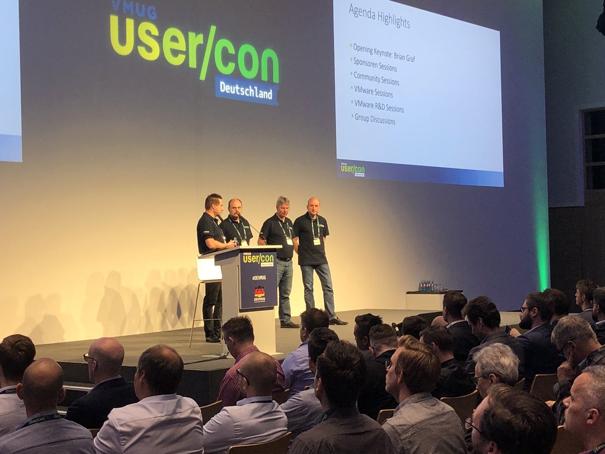 virtMark's tweet image. VMUG Leader Team on stage at German VMware Usergroup Conference in Frankfurt! #DEVMUG