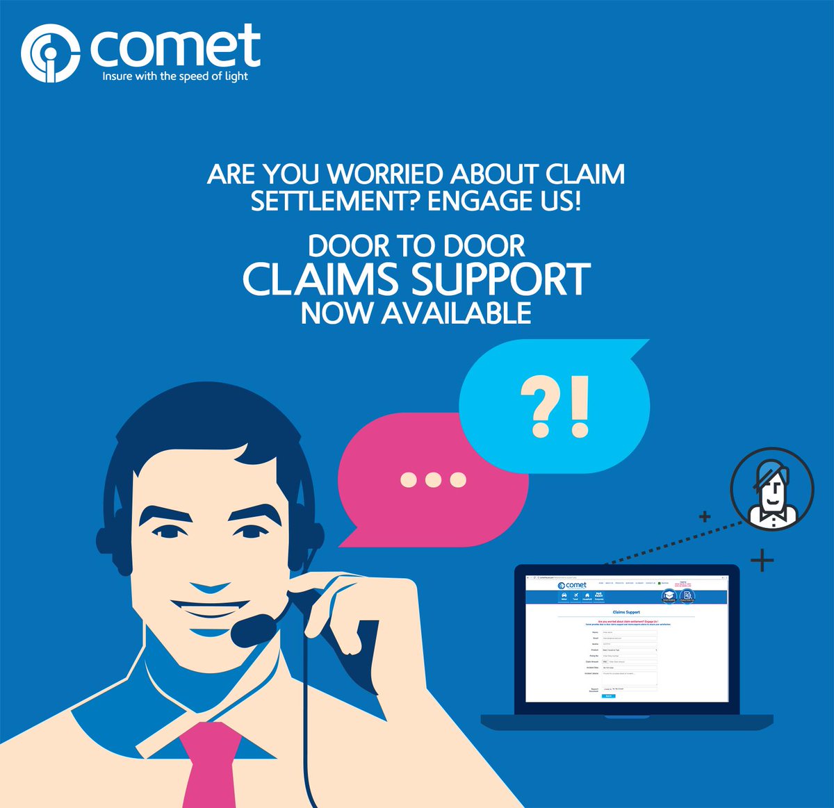 Cometinsure's tweet photo. Comet has developed a unique service for general public and it’s customers; where a team of our claims experts negotiates claims settlement on their behalf. Our arrangements with the insurance companies guarantee’s satisfactory settlements for complex claims. #Takafulproducts https://t.co/QtLGZkbQ4Q