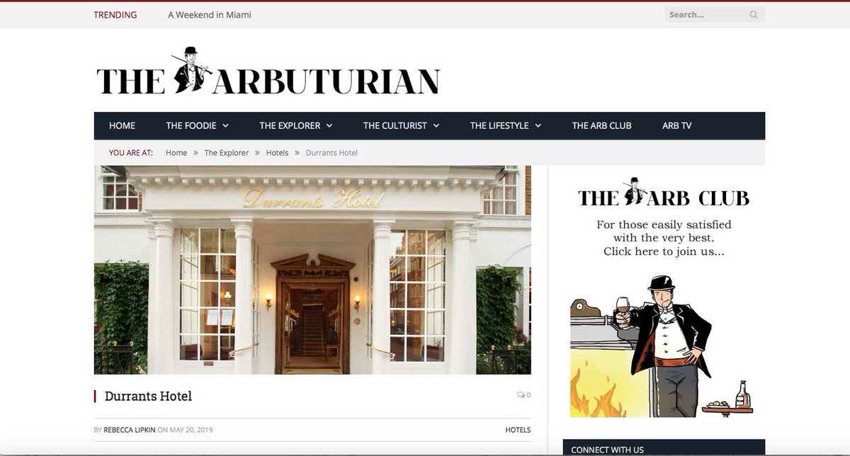 DurrantsHotel's tweet photo. ‘Some guests wouldn’t think of staying anywhere else in London and I can understand why,’ concludes @rebecca_lipkin in her @Arbuturian review of #DurrantsHotel. Her glowing profile wonderfully sums up what’s at its heart &amp; soul: https://t.co/OmpchcsYL7 Huge thanks,  Rebecca! https://t.co/t08159fuah