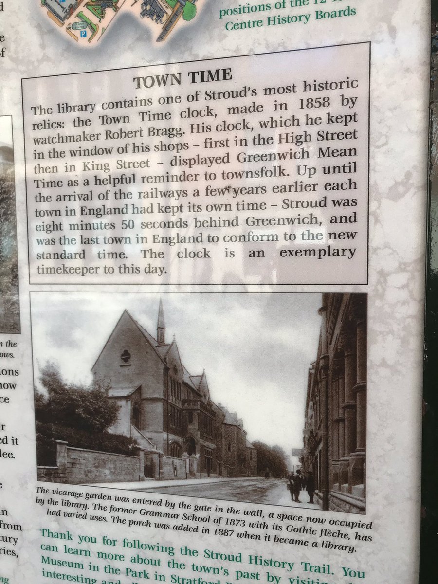 crappyliving's tweet photo. The last town in England to conform to the new standard time #Stroud #towntime https://t.co/kXhUpzUQ11