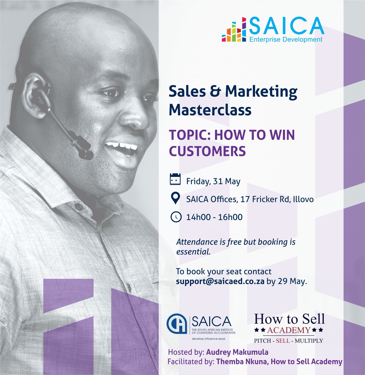 SaicaEnterprise's tweet photo. Be sure to book your seat, to learn more about wining customers with @ThembaNkunas
#SMMEMasterclass https://t.co/6AqGwypzCh