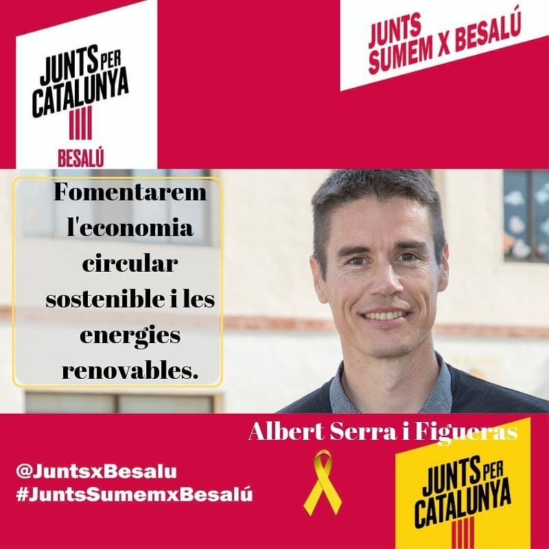 JuntsxBesalu's tweet photo. Àmbit Economia i Territori. 
Fomentarem l'economia circular sostenible i les energies renovables.
Albert Serra i Figueras

@lluisguino
@jsurina
@KRLS
#Fempoble
#juntssumemxbesalú 
#Besalú https://t.co/U3lEOohO2W