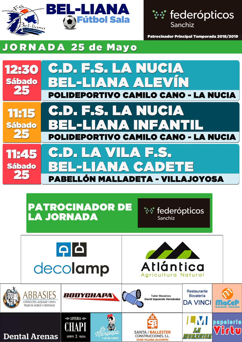 Nueva jornada de competición de copa para nuestros equipos Bel-liana F.S. de categoría Alevín, Infantil y Cadete.
#Beliana #Villena #Fútbol #Sala #Futsal
belianafs.es