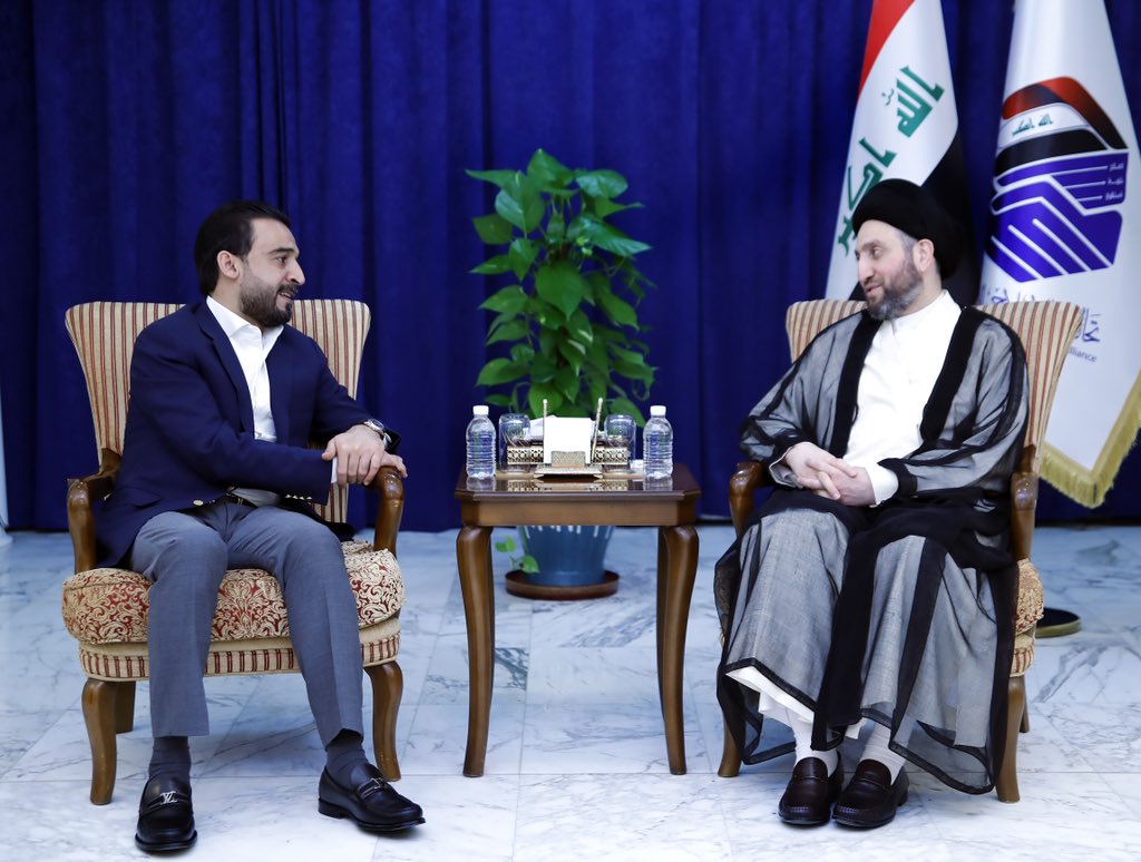 خلال استقبالنا سيادة رئيس مجلس النواب الأستاذ <a href="/AlHaLboosii/">محمد الحلبوسي</a> بحثنا مستجدات الأوضاع السياسية في #العراق والمنطقة، وأكدنا على أهمية أن يمارس البرلمان دوره المنشود في إقرار القوانين المهمة التي تمس مصالح المواطنين وتوفر احتياجاتهم، كما ناقشنا تطورات التصعيد الأمريكي الإيراني ..