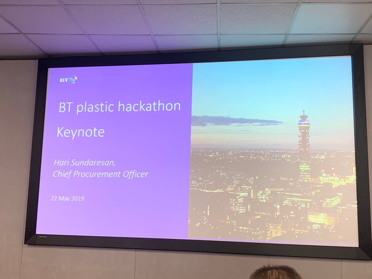 Looking forward to the <a href="/bt_uk/">BT</a> plastic Hackathon today! Great to be involved with our suppliers, customers and partners on such an important topic. #PassOnPlastic