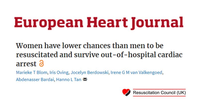 ResusCouncilUK's tweet photo. Cardiac arrest can happen to anyone, anywhere regardless of gender - but research released today has indicated that women are less likely to be resuscitated and survive. Read the RC (UK) statement and learn more about the study here: https://t.co/yX1roivS95 https://t.co/3t9YUKWhkr