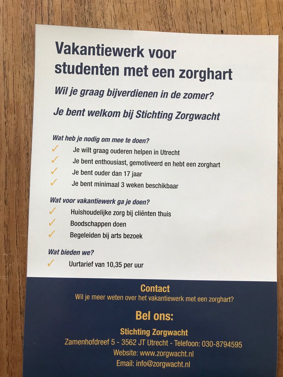 zorgwacht's tweet photo. ⁦@MHVMaarssen⁩ meiden, te weinig vakantiegeld? Kom ons helpen in de huishoudelijke zorg in #Utrecht! https://t.co/baBD9iix9p