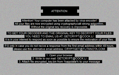 Amigo_A_'s tweet photo. New article in my Digest: #GetCrypt #Ransomware:
https://t.co/bbVI1wQbLU
Extension: .<RANDOM{4}>
R/n: # DECRYPT MY FILES #.txt
Email: getcrypt@cock.li, cryptget@tutanota.com
Thank to @petrovic082 @GrujaRS https://t.co/mItSboK6y7