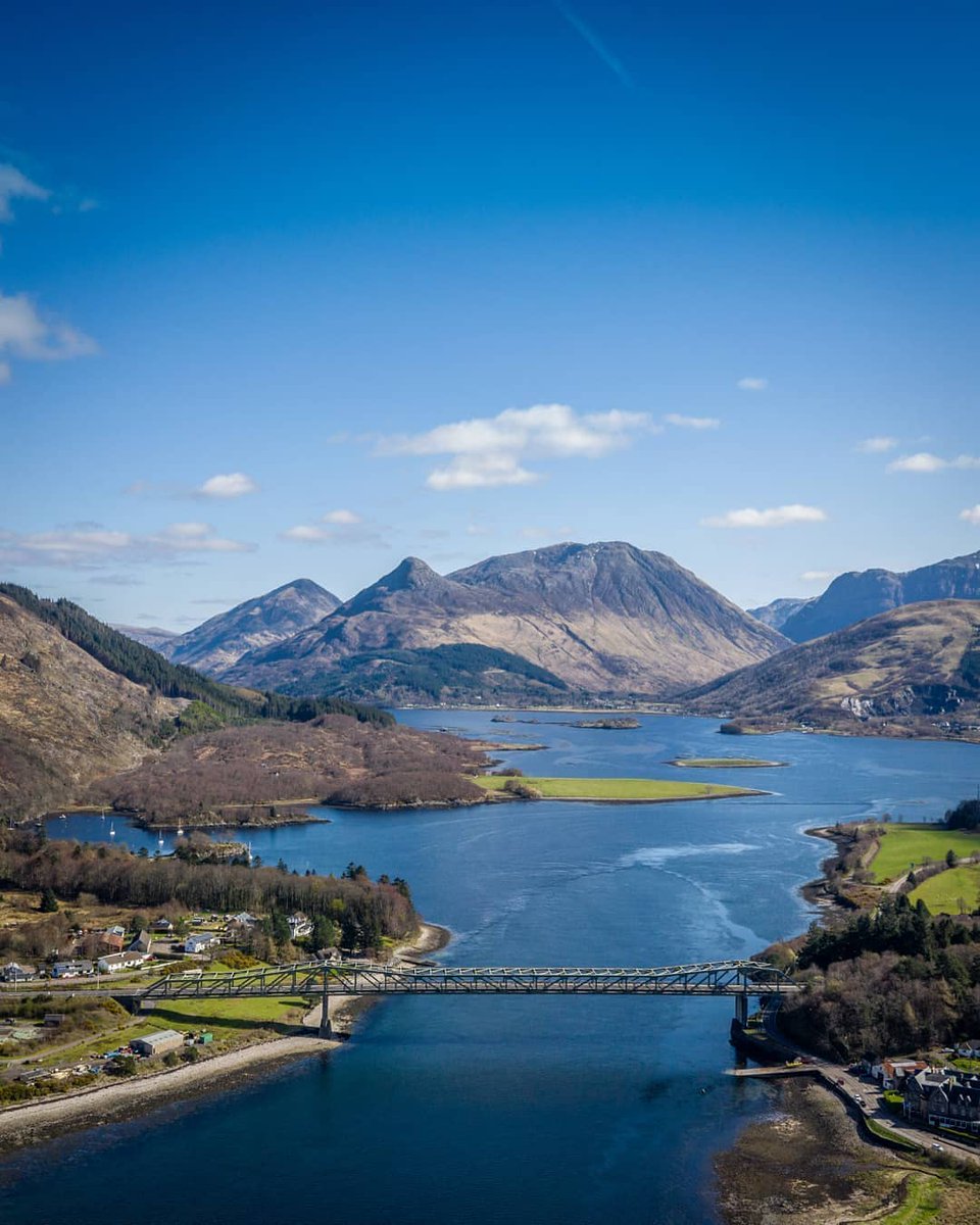 VisitScotland's tweet photo. What a view from above over Loch Leven 💙 #Highlands 📍 Ballachulish Bridge, near #Glencoe 📷 IG/macintyrekyle https://t.co/Ow2h3mwv6T