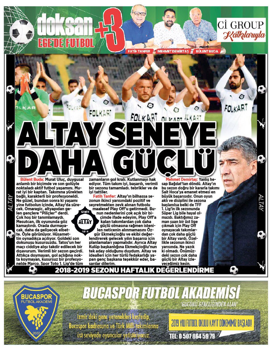 ayberkgokbak's tweet photo. #Milliyet #MilliyetEge #MilliyetEgeSpor #Doksa #Artı #Üç #Altay #Seneye #Daha #Güçlü @forzaaltay_ @altaynett @altaytd1914 @altay1914td @ozgurozkaya @mehmetdmrts83 @BudaBulent @fatihtanfer https://t.co/xQM7PnbJ0k