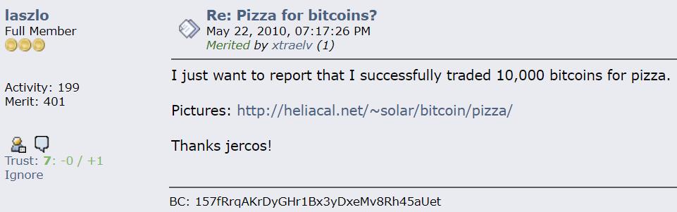 9 years ago a guy called laszlo paid 10,000 bitcoins for 2 pizzas!

Original thread: bitcointalk.org/index.php?topi…

Value today: $80,000,000 🍕🍻

Happy bitcoin pizza day!