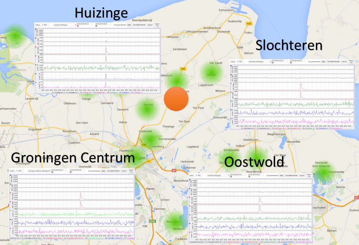 StabiAlert's tweet image. Vanochtend vroeg weer een #aardbeving bij  Oosterwijtwerd in #Groningen. Gemeten tot aan Groningen-cenrtum Oostwold Slochteren maar ook Eelderwolde. Sensor in Huizinge laat in de y richting een verkanteling van 0,14 graad in het fundament! Meer te zien op bit.do/eS3zB