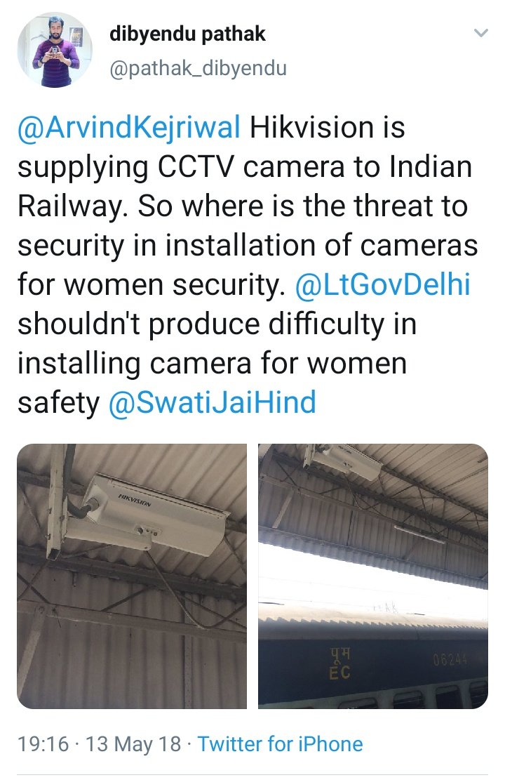 On Chinese Security and Surveillance corporation, HikVision and Indian railways.One tweet from January 2018.One from May 2018. #ChinaInIndia is Threat to the Nation, the people and the Security environment. How did these people even get clearance?
