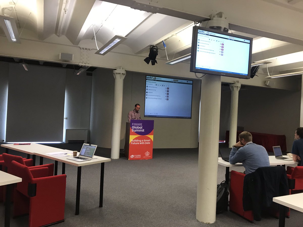 FIWARE's tweet photo. The first presentation in the #Visualisation session in the #Developers Track is delivered by Miguel Jiménez (Lecturer, UPM). He’s presenting ‘Operational Dashboards with #WireCloud’ using a demo! Don’t miss it in Levante/Ponente! #FIWARESummit #ContextBroker #ContextInformation https://t.co/4VC8iAoujS