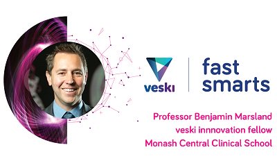 veskiorg's tweet photo. Now for the Living category.  #veski #fastsmarts Innovator and veski innovation fellow, Prof Ben Marsland, whose research revolves around the microbiome in the gut, lung &amp; skin and how it can influence respiratory diseases like asthma. @FedSquare #MKW19 @JuliaLPage @CCSMonash https://t.co/ByEV5VgaVo