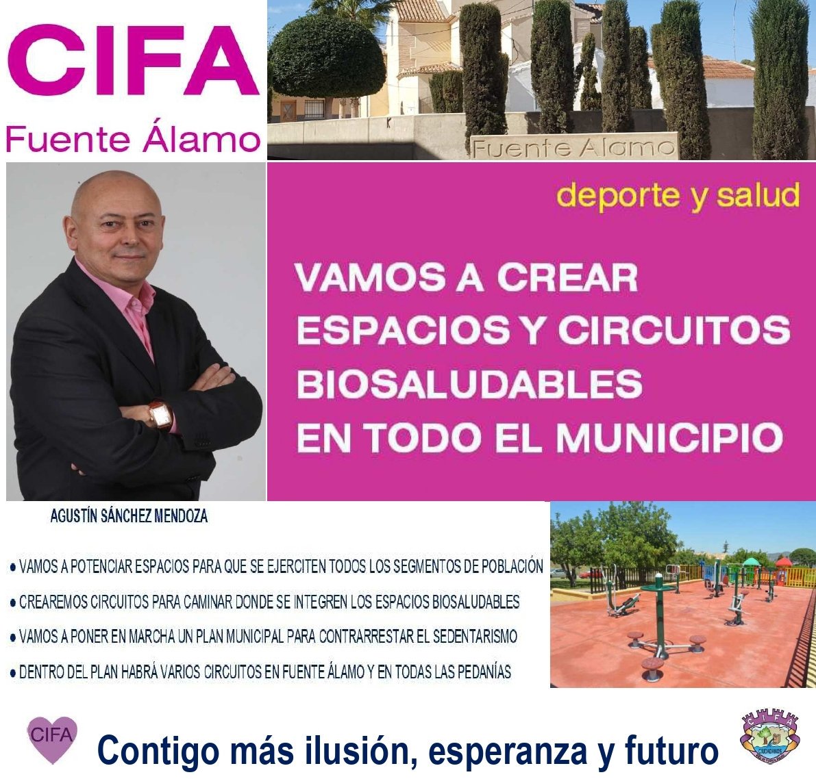 ▶️ CIFA FUENTE ÁLAMO APUESTA POR LA SALUD Y EL DEPORTE

Queremos que nuestros dispongan de instalaciones al aire libre donde practicar deporte y sea el complemento perfecto para llevar hábitos de vida saludable.

💜 Contigo más ilusión, esperanza y futuro 💜