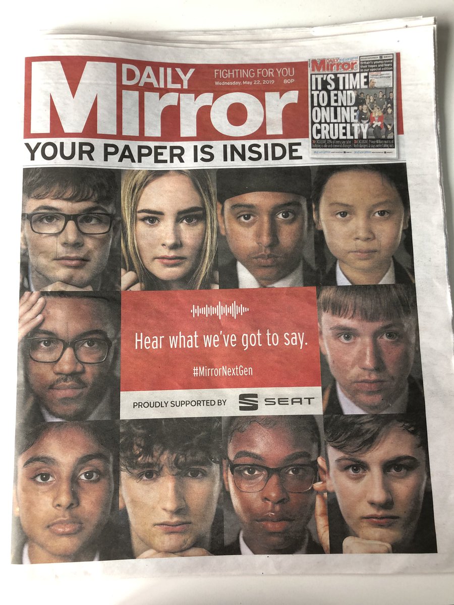 emma_call's tweet photo. Couldn’t be more proud of this epic special edition of the Mirror today, giving young people editorial control in print and online. Congrats to @MirrorAlison and her brilliant team #MirrorNextGen https://t.co/Rgsm73Vwk5 https://t.co/GyIabfiTA5
