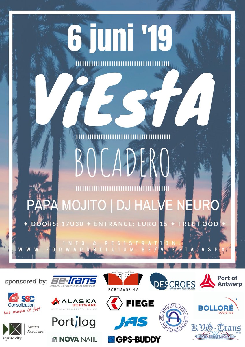 YoungFORWARDBe's tweet photo. #ViEstA dé #afterworkparty van het jaar op 6 juni in Bocadero ... be there! Registratie & info: https://t.co/sXU8rM4r0K #FORWARDjongeren #FORWARDBelgium #myjobisbetterthanyours https://t.co/S0uONV8yo8