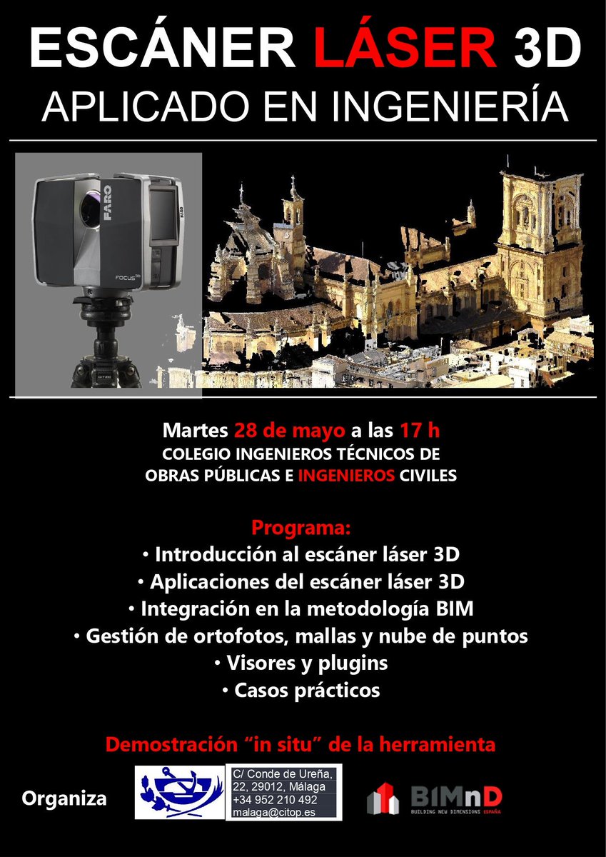 Si quieres conocer y asistir a una demo de Escáner Láser 3D, te esperamos el próximo 28 Mayo a las 17h en la Sala de Conferencias de CITOPIC Málaga.

Incríbete GRATIS en malaga@citopic.es

#citopic #malaga #bimnd #formacion #gratis #escanerlaser3d #ingenieros #medicionesfiables
