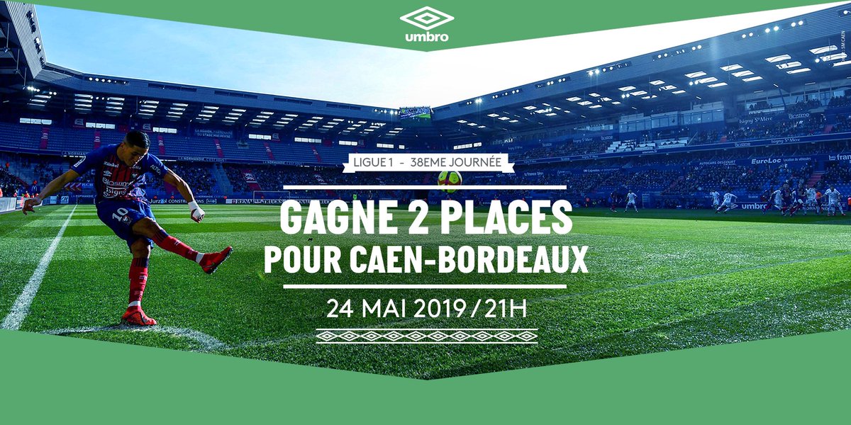 Vendredi soir, match décisif contre les <a href="/girondins/">FC Girondins de Bordeaux</a> de Bordeaux pour les Rouges &amp; Bleus 🏟

Tu veux venir pousser le <a href="/SMCaen/">Stade Malherbe Caen</a> vers le maintien ? 🔥

→ RT &amp; Follow <a href="/UmbroFrance/">Umbro France</a> 
🕒 Tirage au sort jeudi 23 mai à 12h 🍀