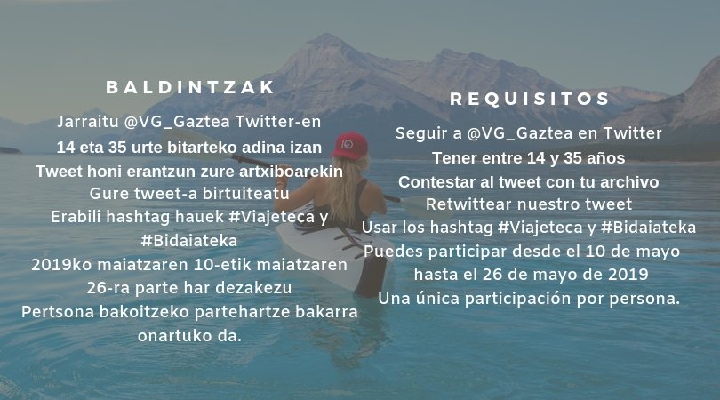 VGgaztea's tweet photo. 🤸♂️🏃🏿♀️ Recuerda que si tienes entre 14 y 35 años puedes llevarte una cámara deportiva subiendo una foto, GIF o boomerang practicando deporte. Participa hasta el 26 de mayo.
Requisitos del sorteo aquí: https://t.co/rmsIzlkOgM
#Viajeteca #Bidaiateka https://t.co/VfQOw2Y888