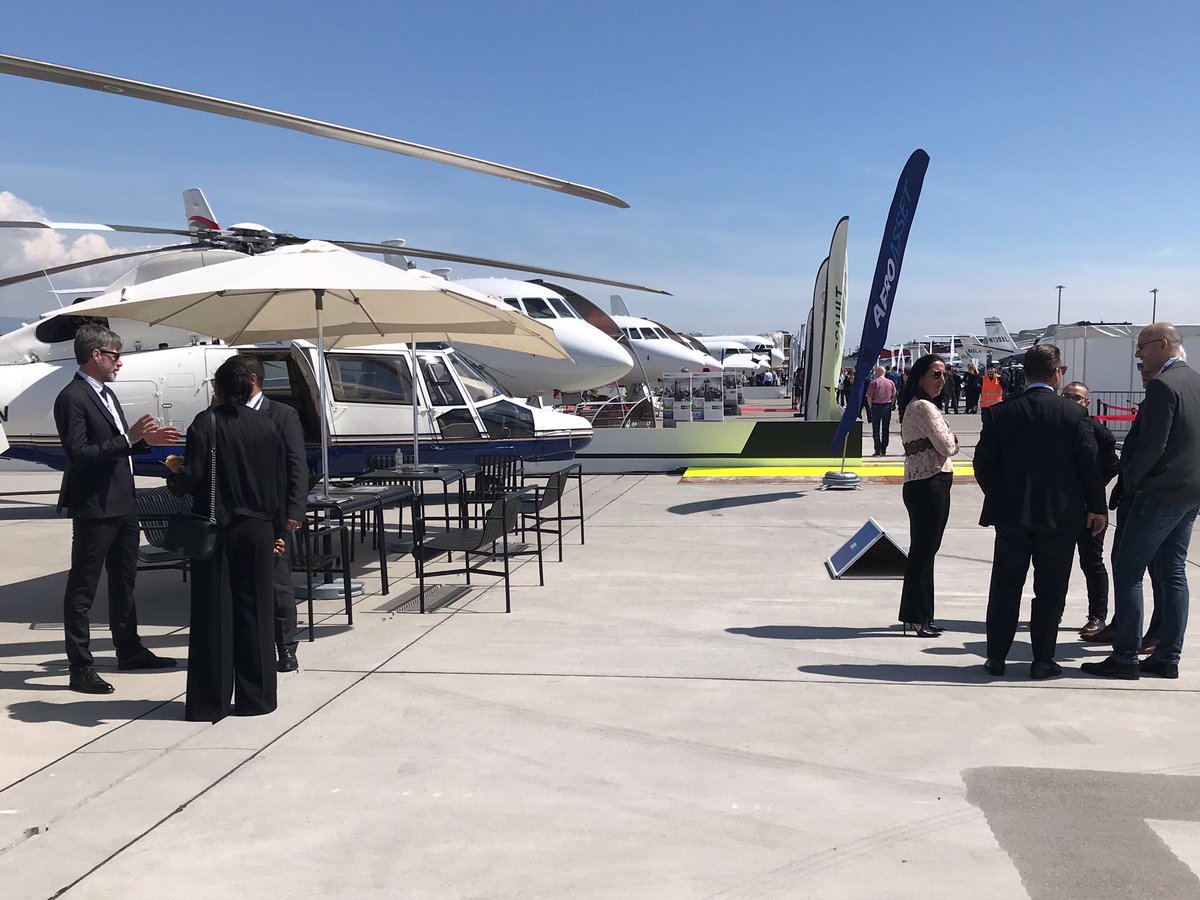 jetaviation's tweet image. Great #staticdisplay at #EBACE19! Blue skies and majestic #aircraft, what more could #aviationenthusiasts ask for?