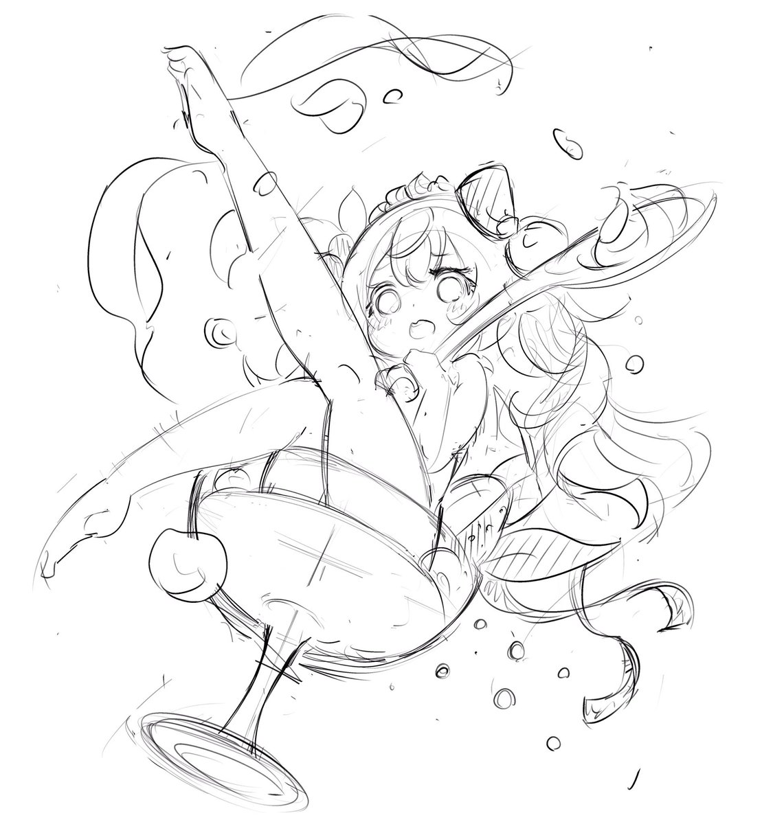 いちごババロアイメージして描いたラフ 