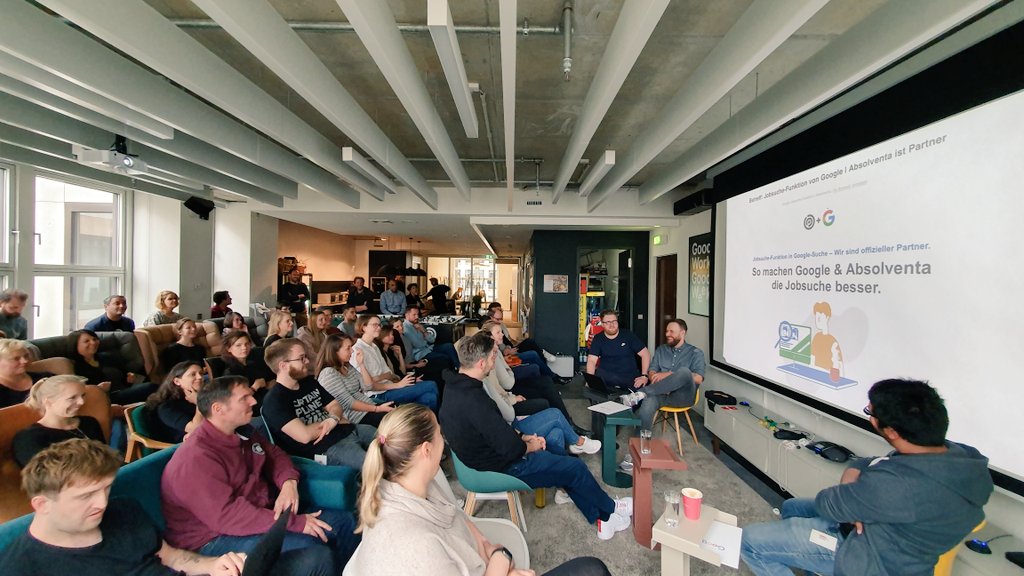 BrkrJim's tweet photo. Internal press conference in @ABSOLVENTA's HQ re the launch of @GoogleDE's "job experience" today, with us being one of four official partners. #GoogleforJobs #whoopwhoop https://t.co/BKb26o1rVp