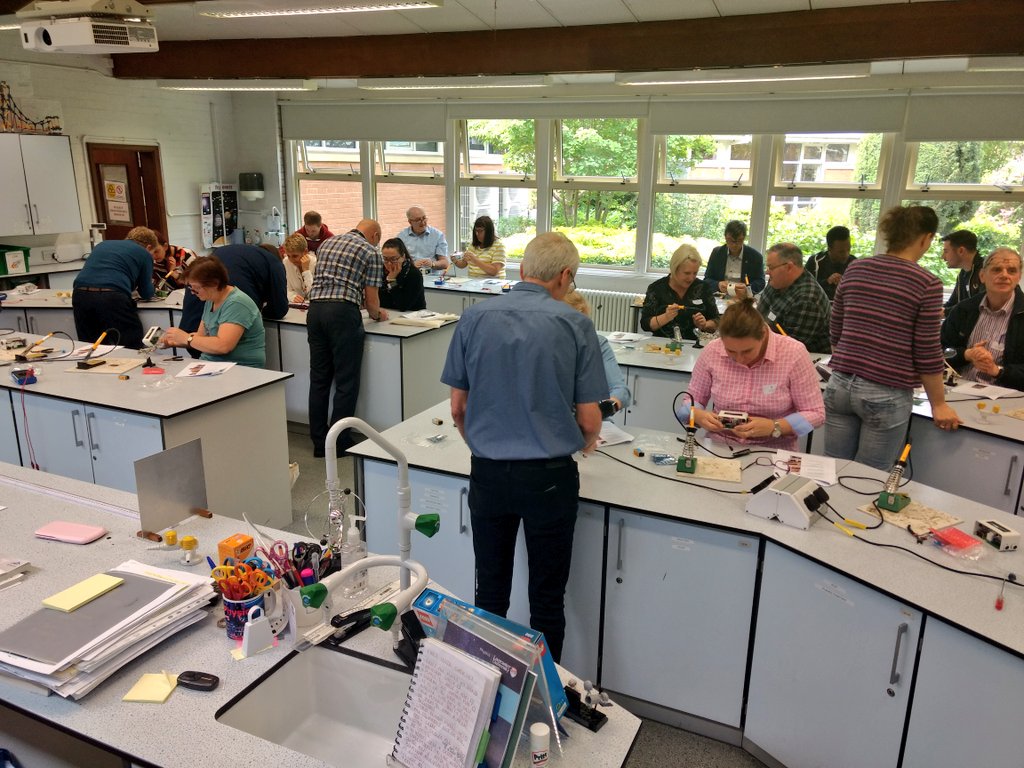 DrBiol's tweet photo. High levels of concentration in the 'Make your own Ultrasonic Ranger' workshop at the #NENWTechConf @TheKingsSchool run by the school's own highly skilled #Technicians https://t.co/qEVv1IPKRO