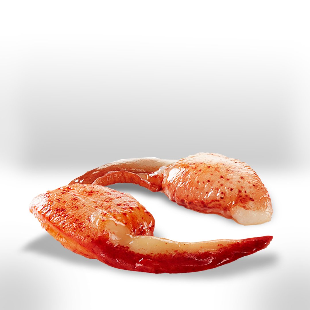Wild Hard-shell lobster claws, peeled &amp; raw, sustainable, sashimi-grade, from Premium Shellfish. It's 100% natural, no additives or glazing. The intense flavour of lobster with no waste. #wild #sustainable #sashimi #lobster #seafood #premiumshellfish #portioncontrol