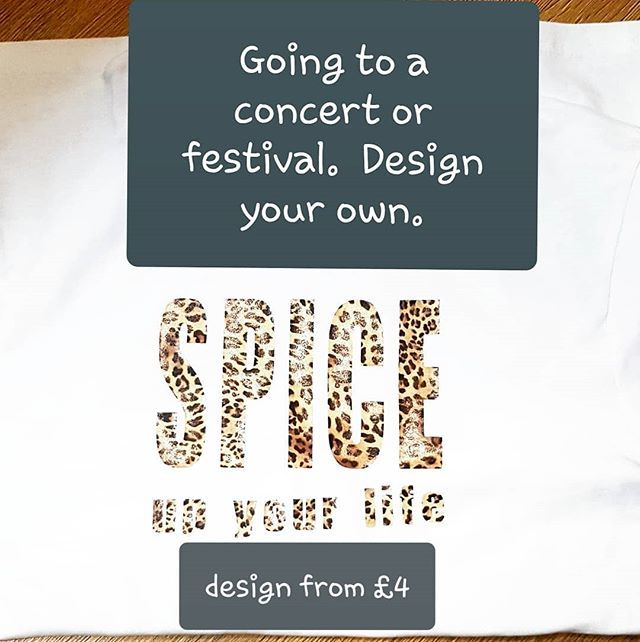 Are you going to a concert and want to go ready for the event. Designs on t shirts from £4. #create #tshirt #event #concert #spicegirls #fan #leopardprint #design #personalised #woodstreet #walthamstowparents #walthamforest #E17 #madeinwoodstreet #London bit.ly/2X1UX4s