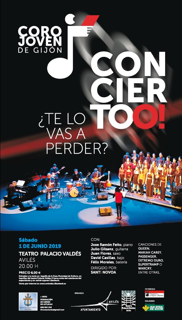 El Coro Joven de Gijón ofrecerá un recital en Avilés 🎶
Destaca por su inusual, moderno y entretenido repertorio, en el que incluyen temas de Extremoduro, Mariah Carey o WarCry
📅Sábado 1 de junio
⌚️20:00 horas
📌Teatro Palacio Valdés
🎫6€

ℹ️bit.ly/2EoXFtk
