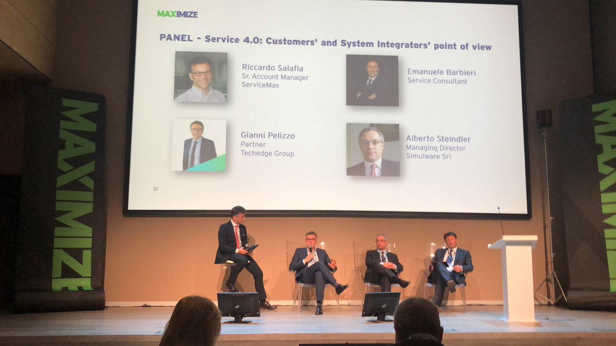 mbellini3's tweet photo. Il #service40 visto dai protagonisti: la round table sulle prospettive del service management con Alberto Steindler SIMULWARE, Gianni Pelizzo @techedgegroup , Emanuele Barbieri e Riccardo Salafia @ServiceMax a #Maximize19 https://t.co/ANdC0STQSe