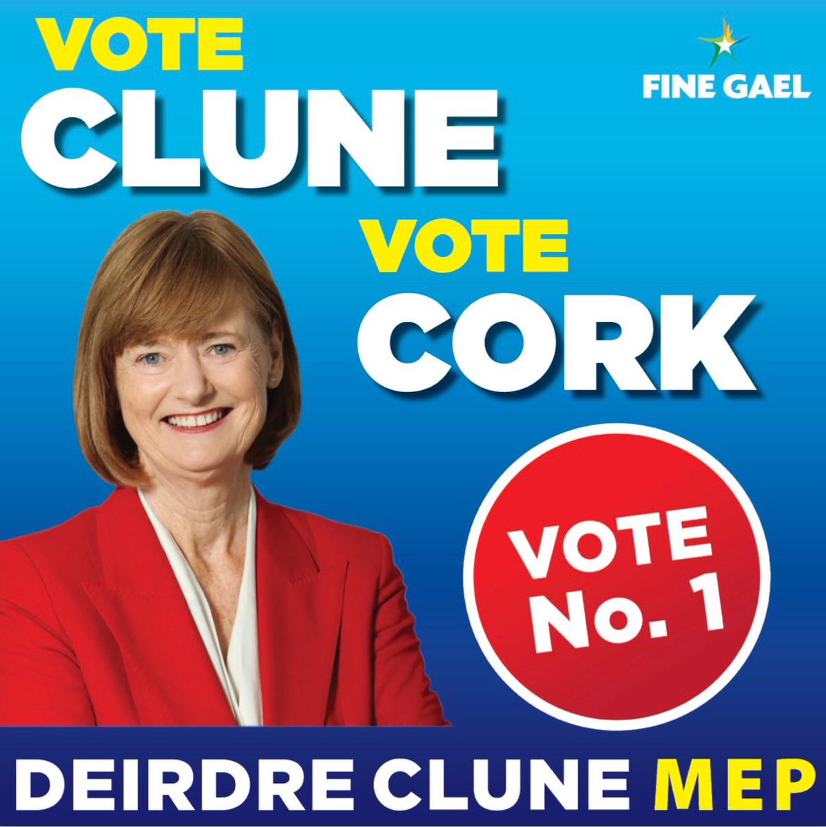 I am giving Deirdre Clune my number 1 on Friday . We need a strong, experienced and Cork FG MEP . I ask you to please do the same . Up Cork and Up Clune . Please give 2 and 3 to Sean Kelly and Andrew Doyle in order of your choice