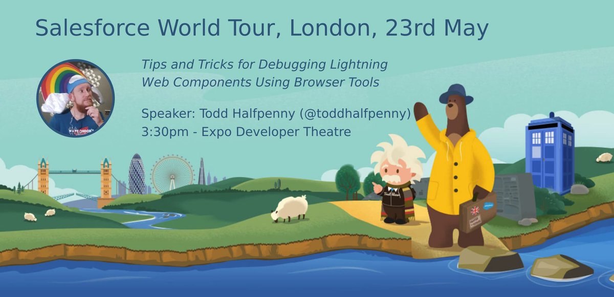 We can't wait for the #SalesforceTour at @ExCeLLondon tomorrow! Head over to the Expo Developer Theatre at 3:30pm to see <a href="/toddhalfpenny/">Todd 🦋 toddhalfpenny.com Halfpenny</a> share some amazing tips &amp; tricks for de-bugging Lightning Web Components with browser tools. #Salesforce #London #TrailblazerCommunity